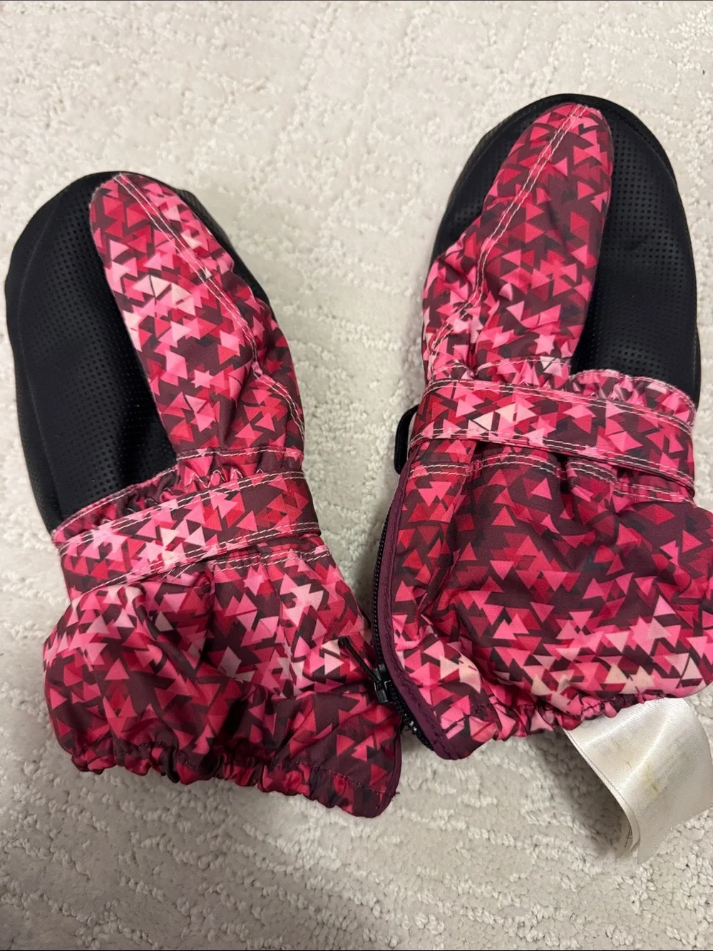 Hestra Kids Pink & Magenta Triangle Pattern Ski Mittens